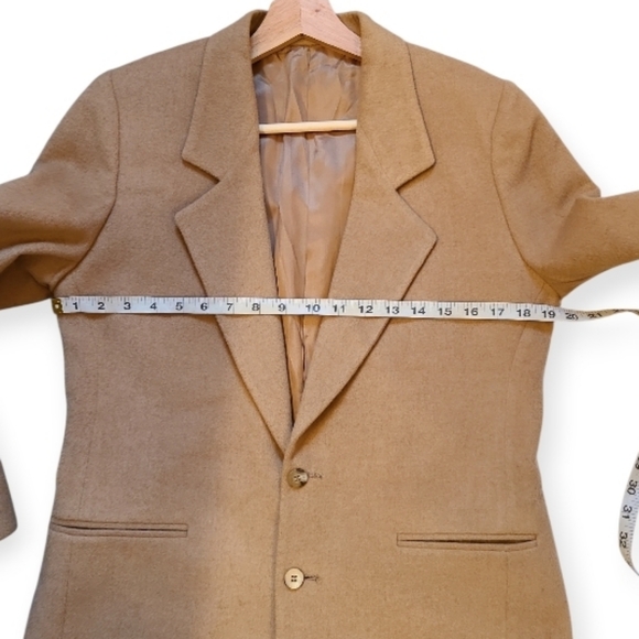 Vintage Nordstrom Womens 100% Camel Hair Blazer Tan 2 Button Front Pockets - Picture 14 of 17